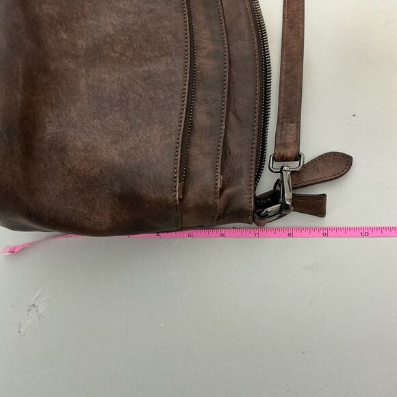 HESHE Brown Leather Shoulder Bag Multi-Pocket Handbag - Picture 8 of 8